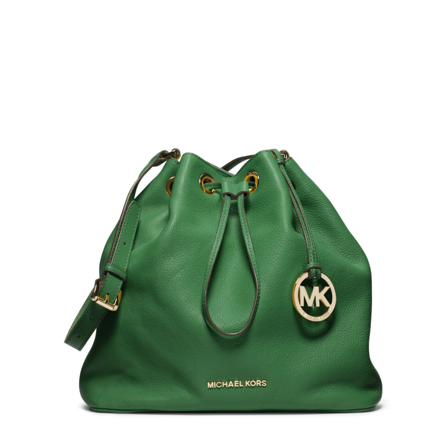 Lyst Michael Kors Jules Drawstring Leather Large Shoulder Bag in Green