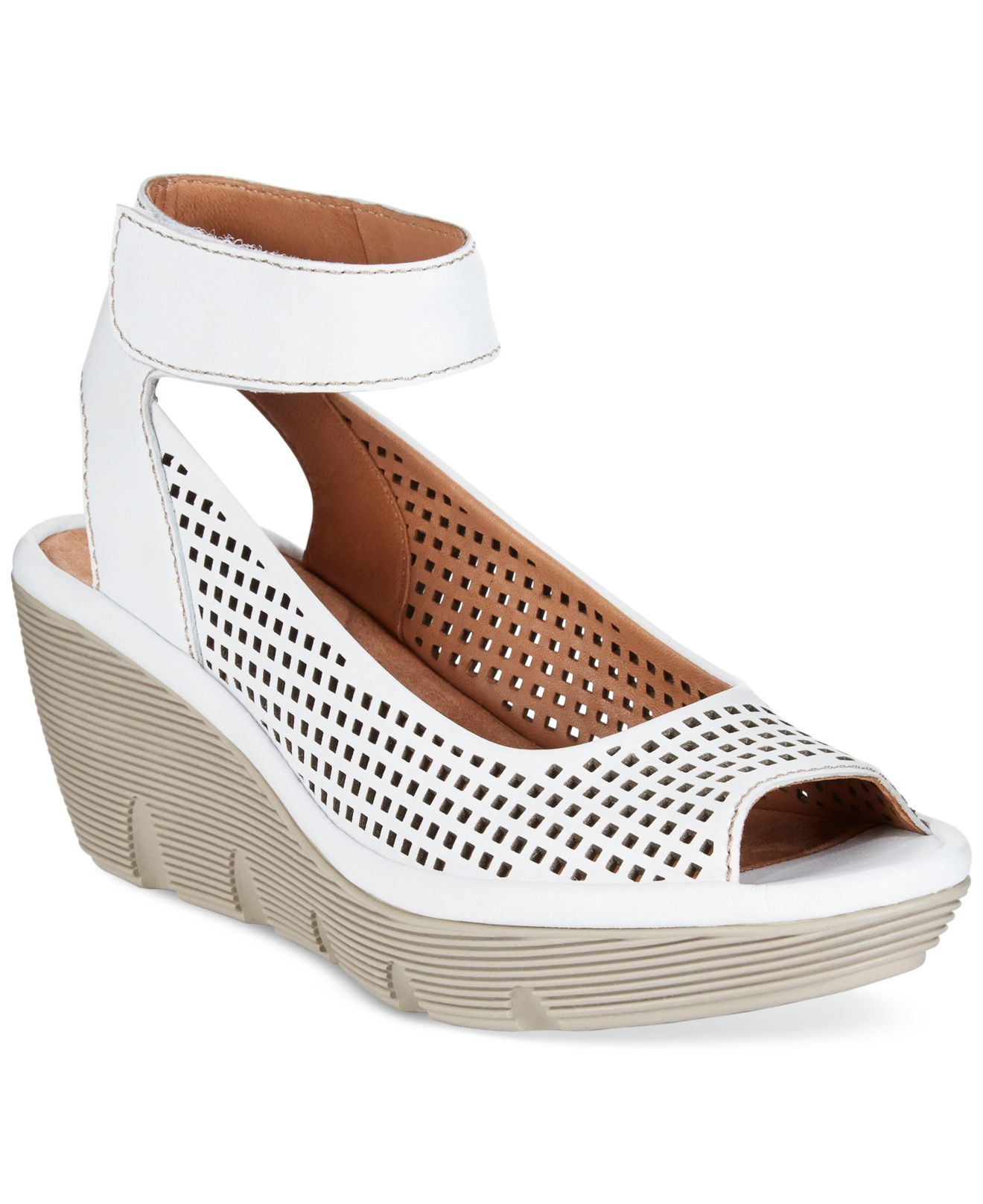 clarks white leather sandals