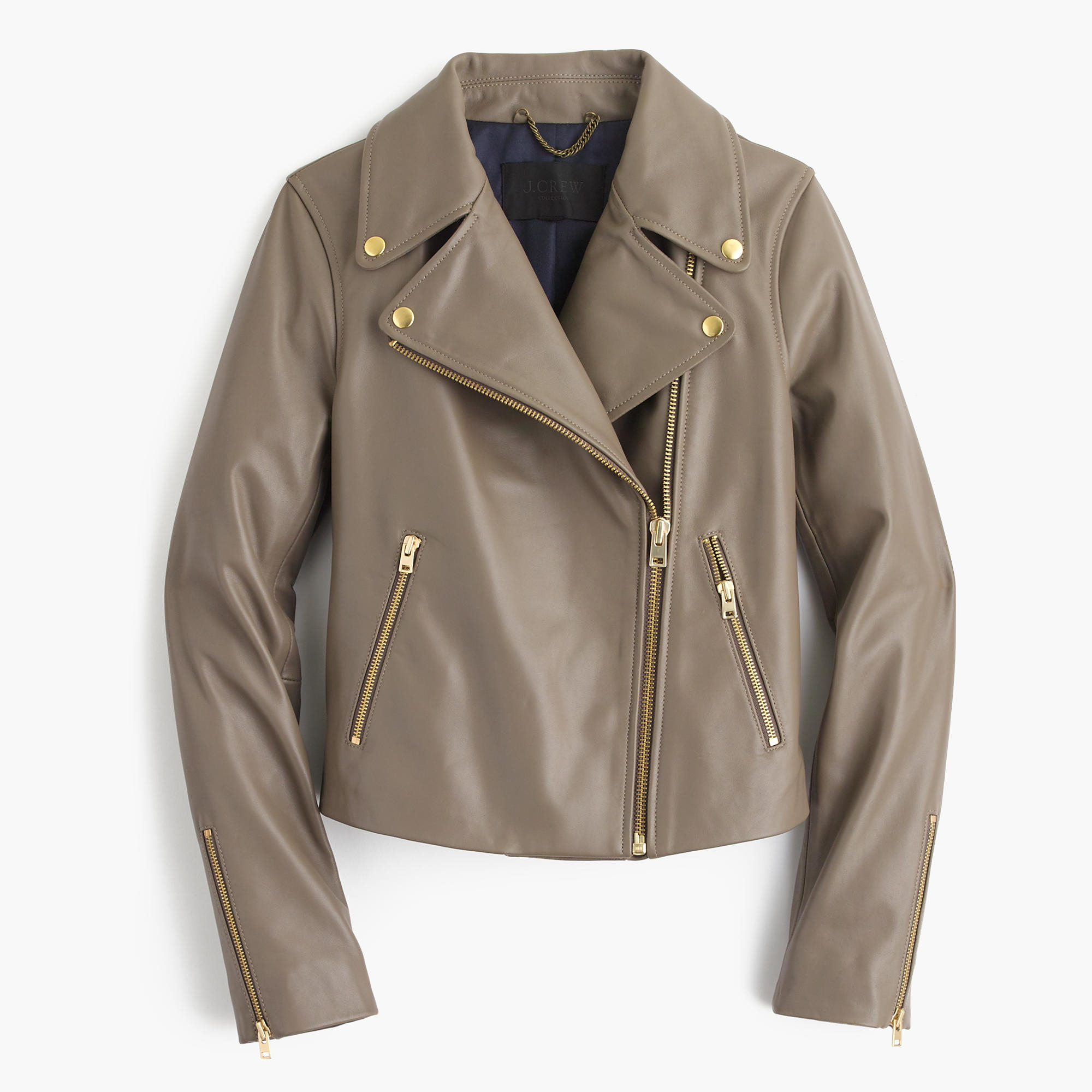 J.Crew Collection Leather Motorcycle Jacket in Ash (Gray) Lyst