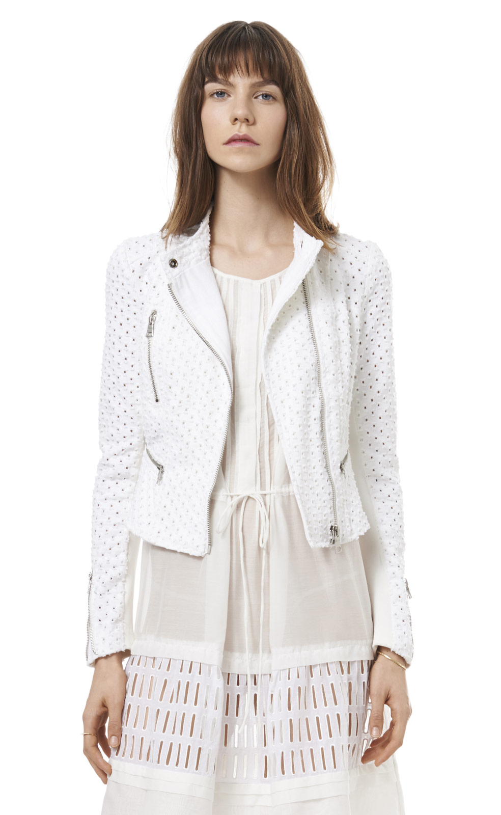 white denim moto jacket