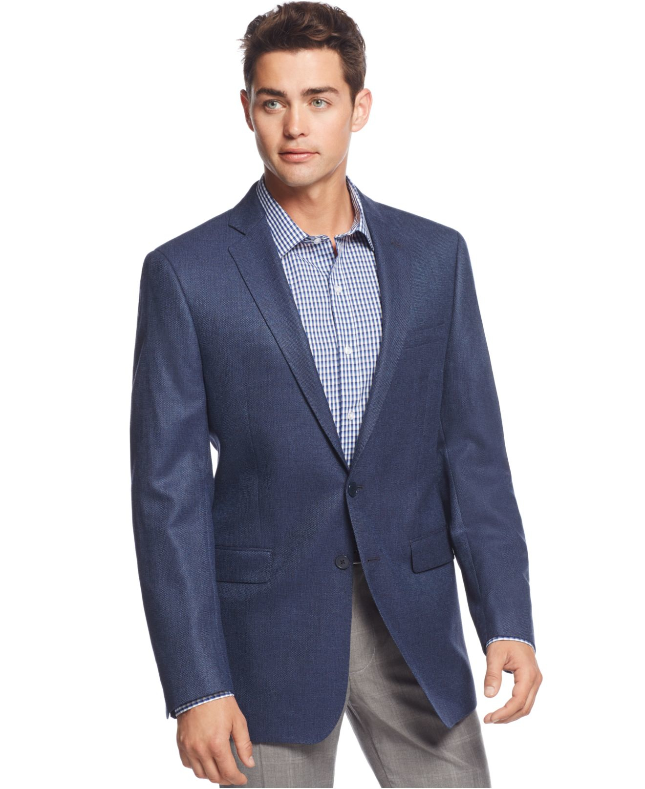 Lyst Calvin Klein Blue Neat Slimfit Sports Coat in Blue for Men