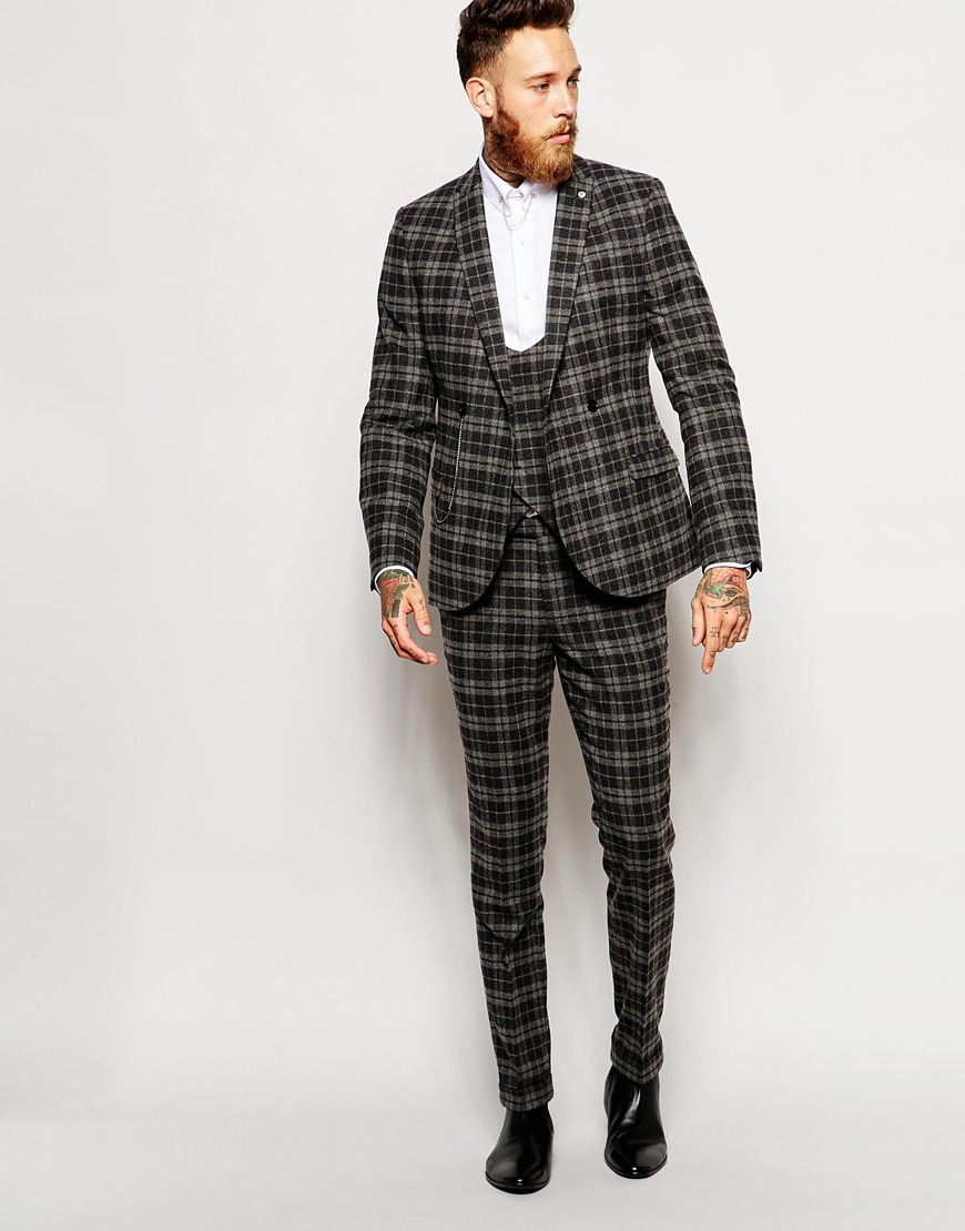 skinny check suit