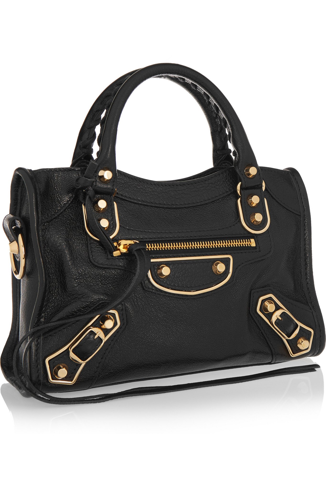 Lyst - Balenciaga Classic Metallic Edge City Mini Textured-leather Shoulder Bag in Black