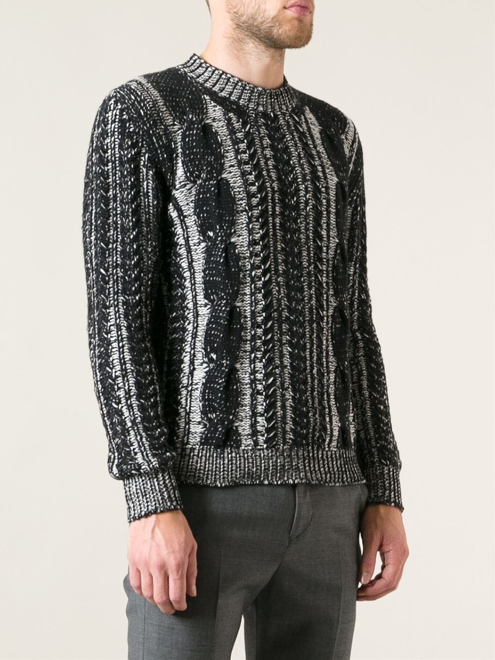 Lyst - Dior homme Cable Knit Sweater in Gray for Men