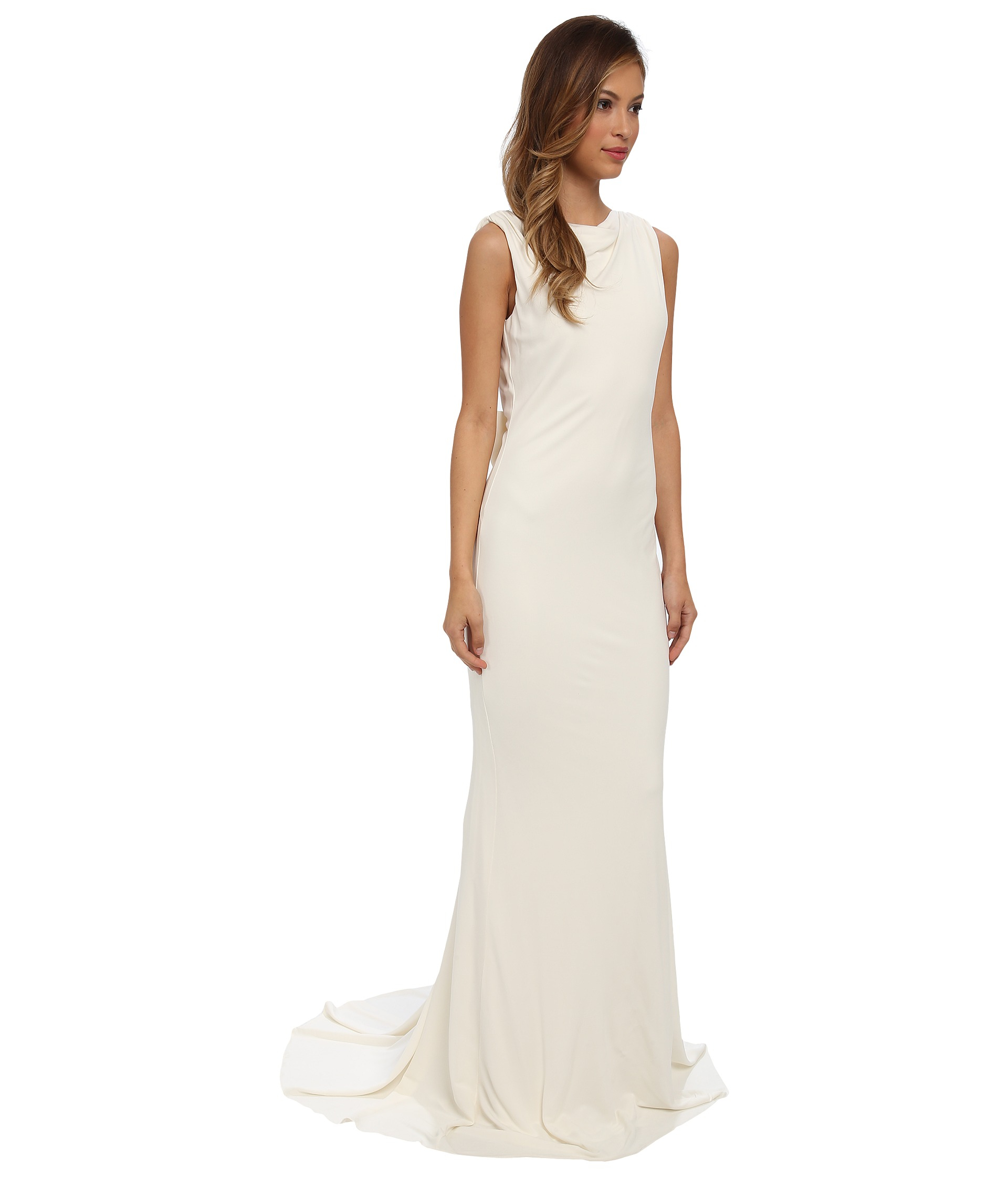 badgley mischka strapless bow front gown