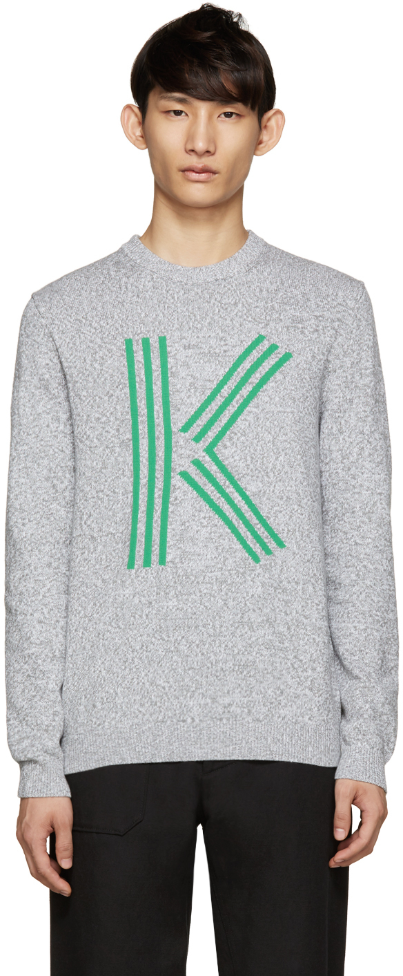 KENZO Cotton Grey Big K Sweater in Gray 