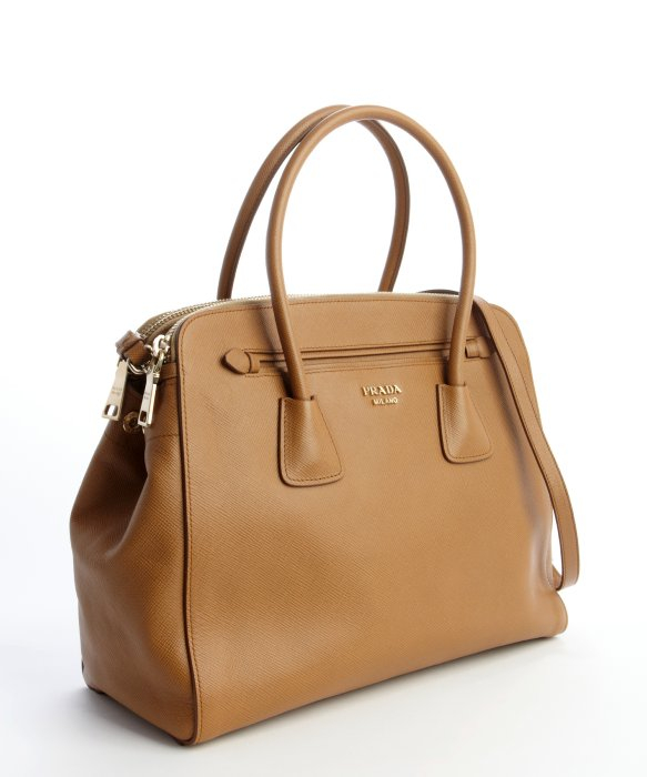 Prada Caramel Saffiano Leather Convertible Top Handle Bag in Brown ...  