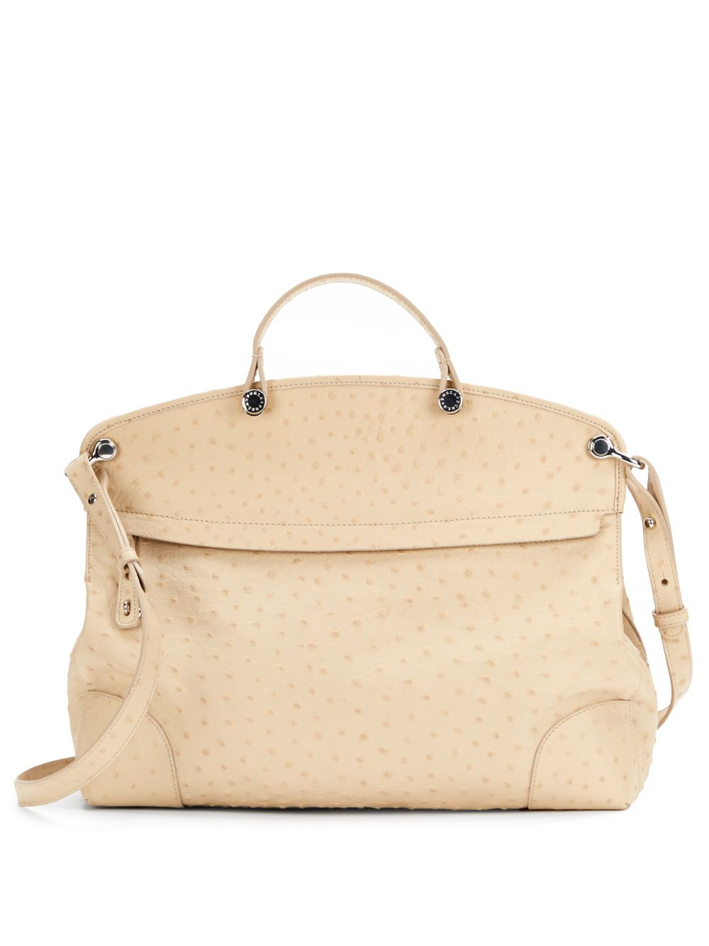 Furla Piper Ostrich Satchel in Natural | Lyst