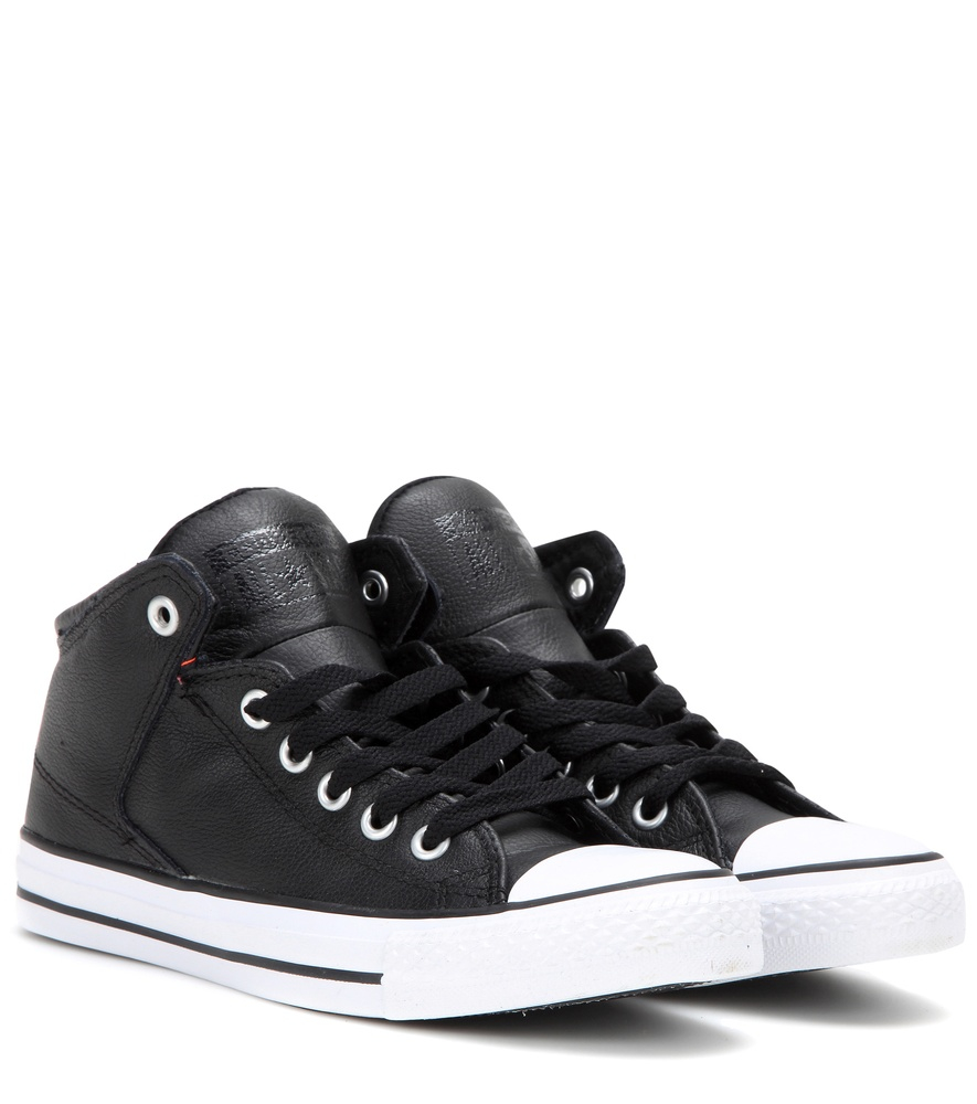 Converse Chuck Taylor All Star High Street Leather Sneakers in Black | Lyst