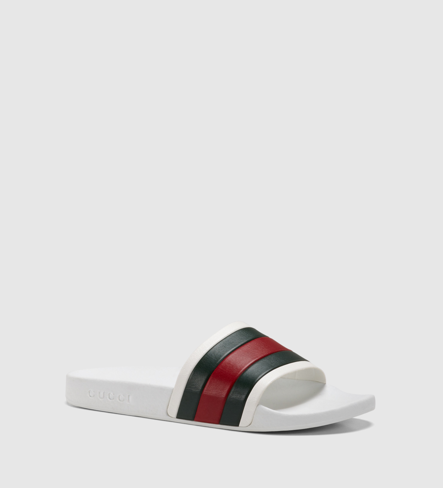 Fordøjelsesorgan Email sol Gucci White Rubber Slide Sandal for Men - Lyst