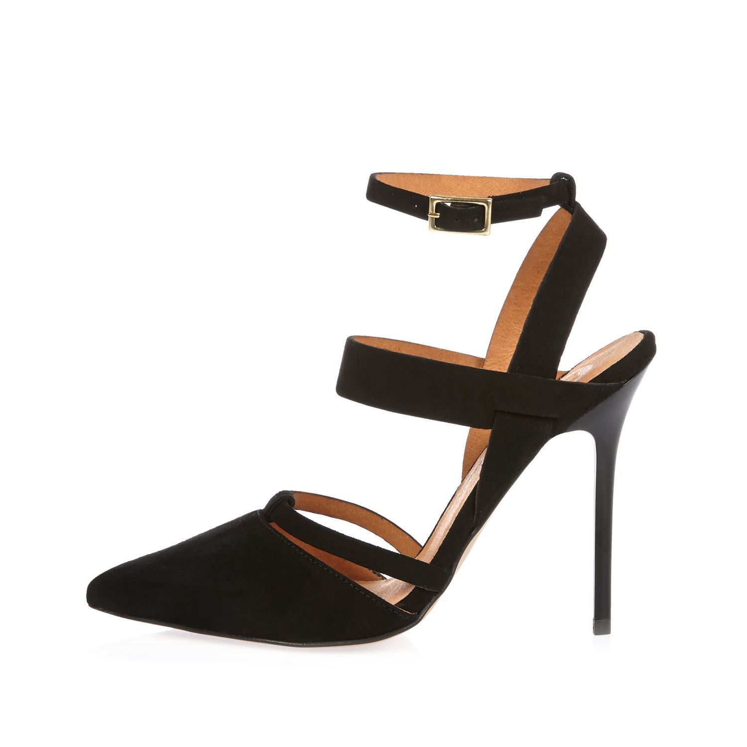 black court heels with strap