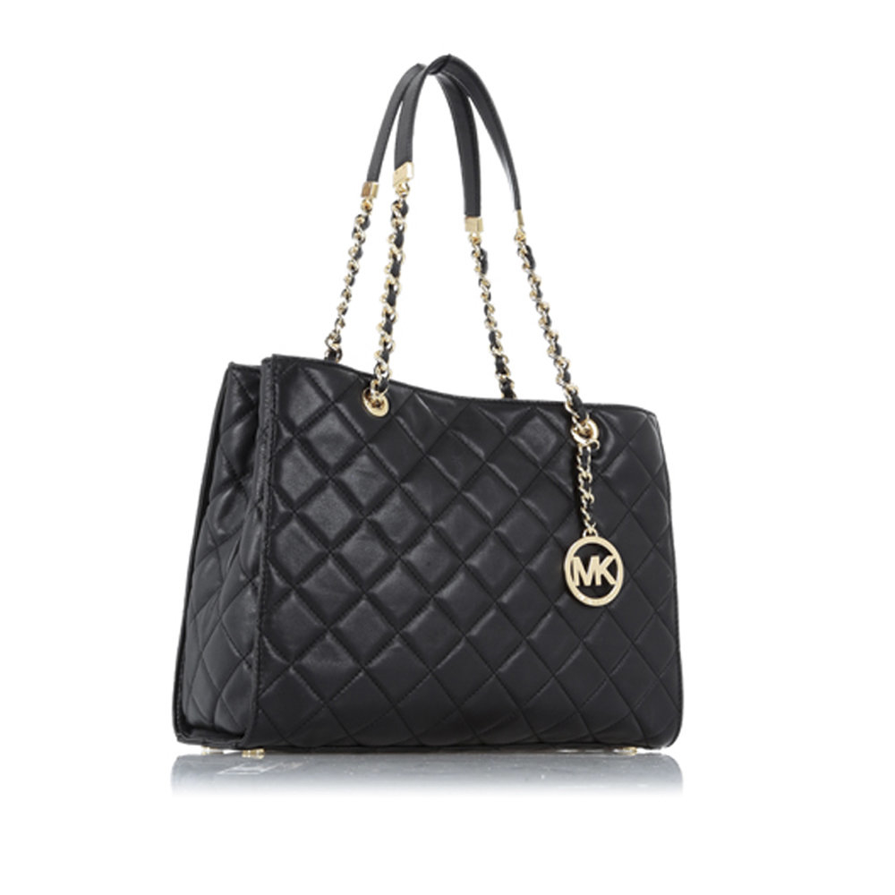 MICHAEL Michael Kors Leather Susannah Quilted Lg Tote 18k Bag in Black ...