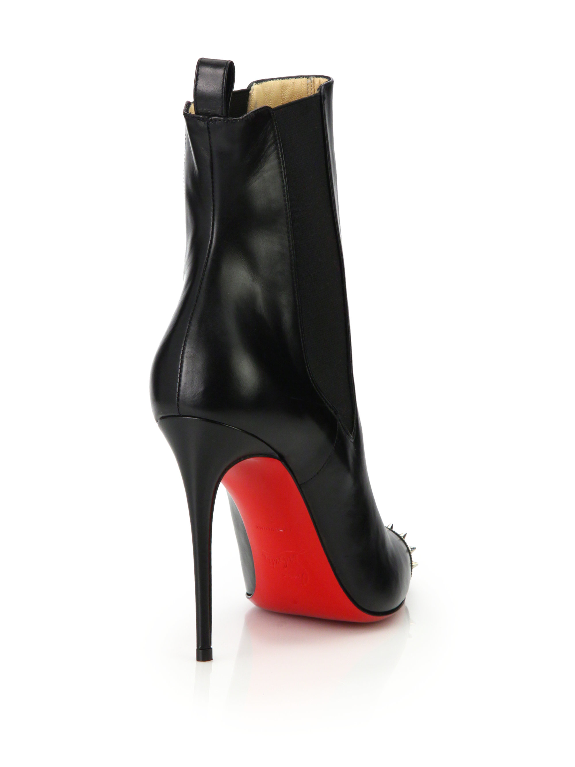 christian louboutin suede spiked round-toe boots, christian louboutin ...