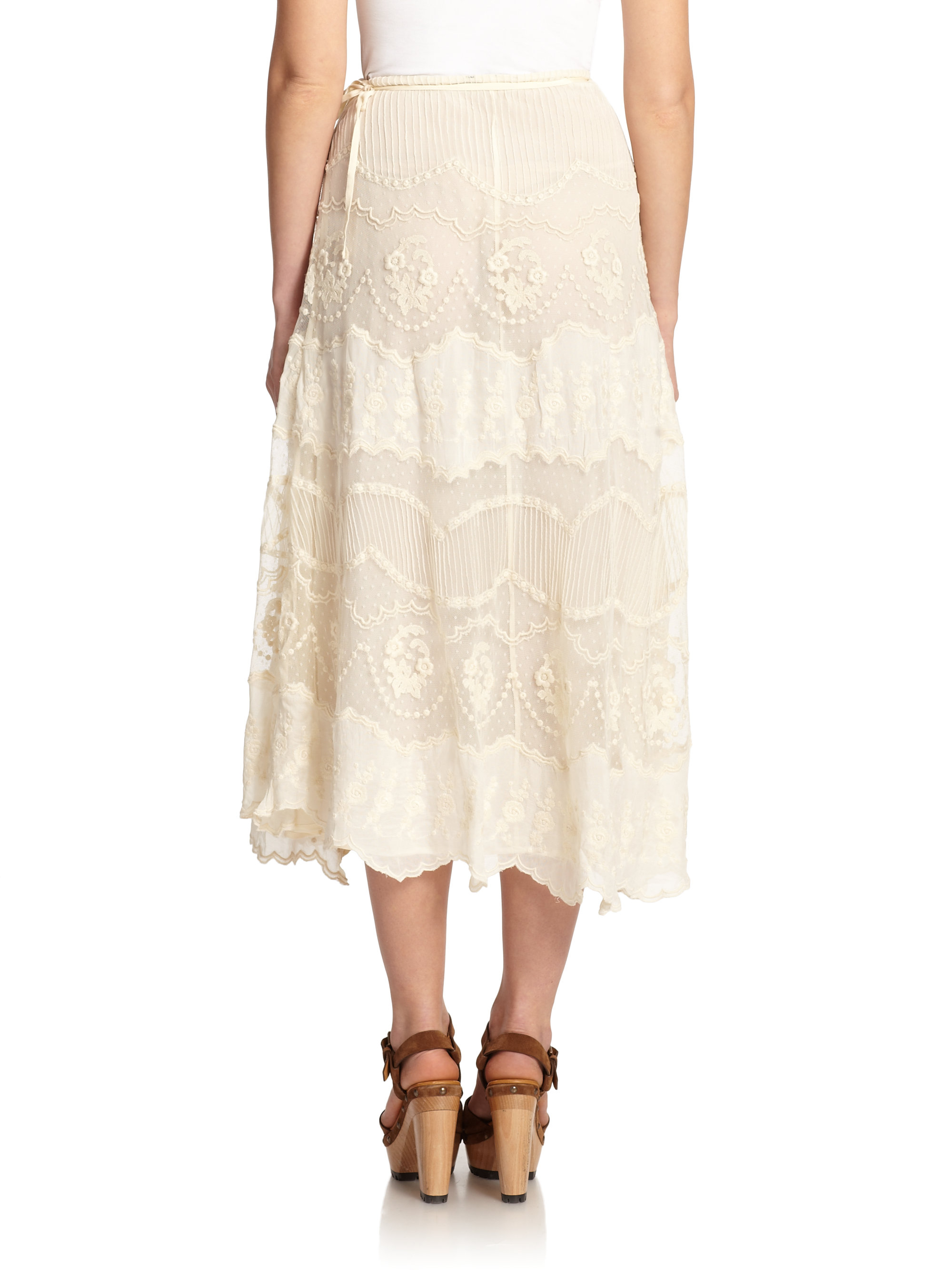 embroidered wrap skirt