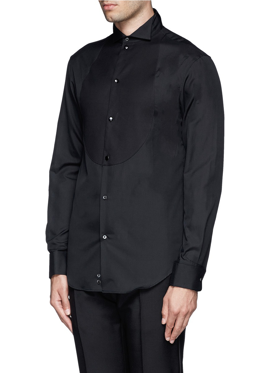 Armani Piqué Bib Tuxedo Shirt in Black for Men - Lyst