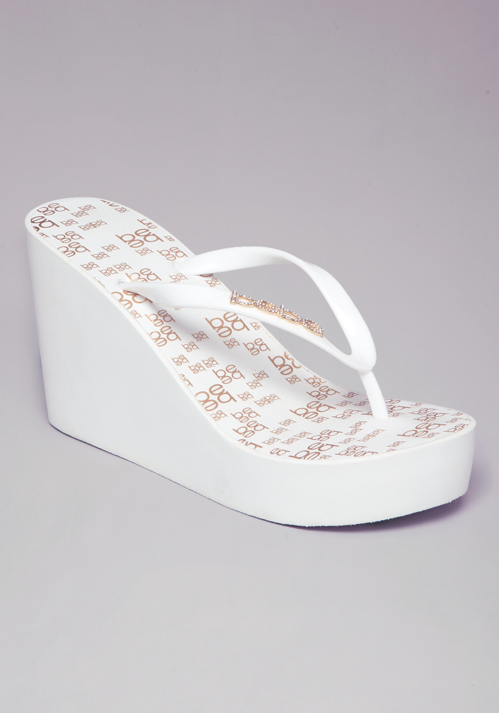 white heeled flip flops