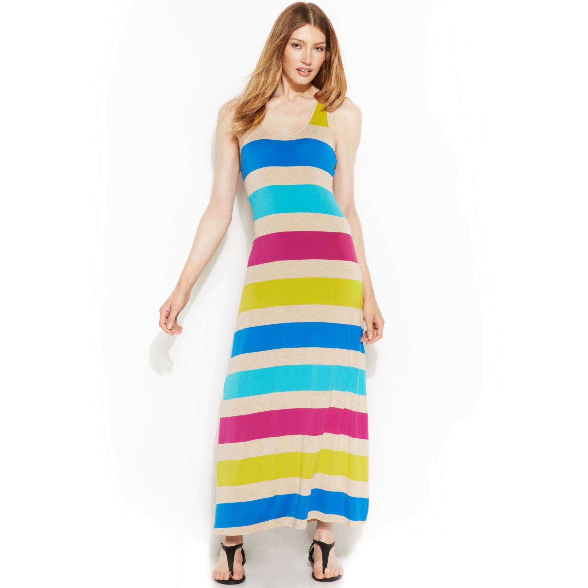 calvin klein striped maxi dress