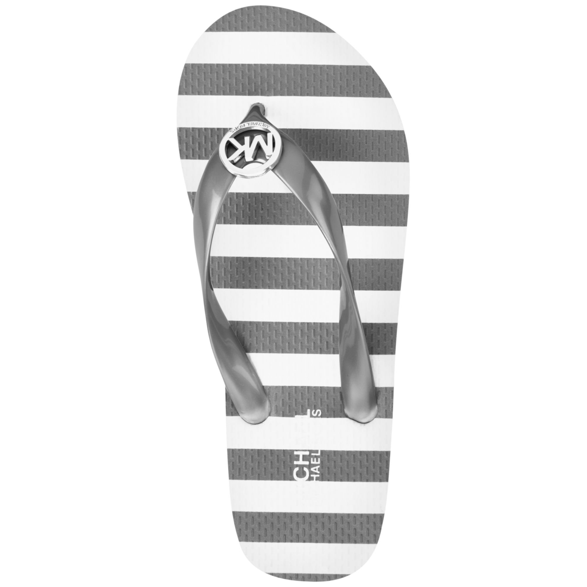 michael kors flip flops silver