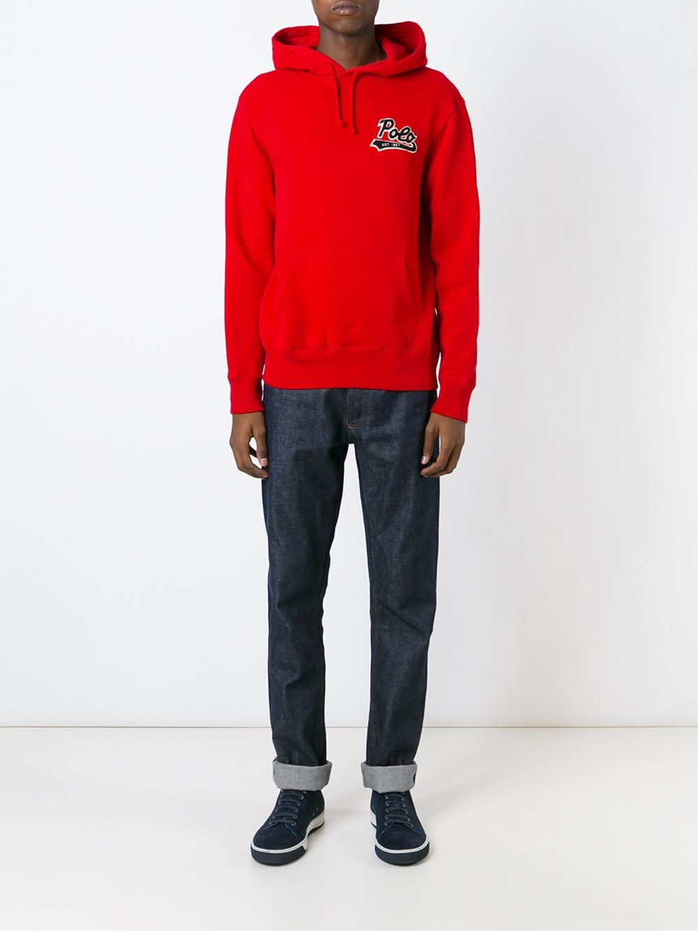 Polo Ralph Lauren Cotton Logo Patch Hoodie in Red for Men - Lyst