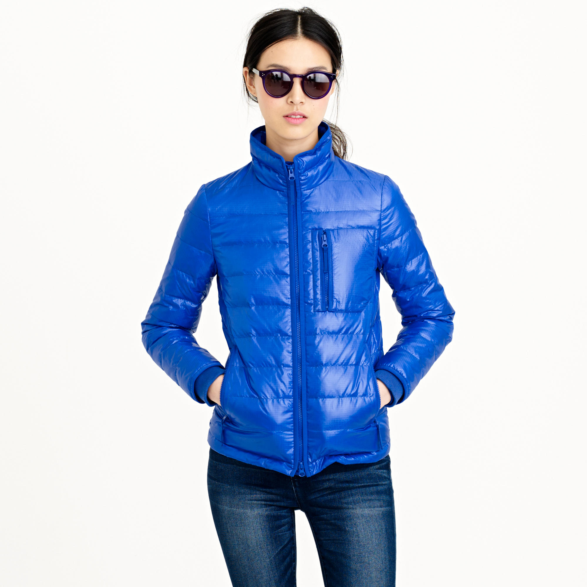 J.Crew Lightweight Puffer Jacket in Blue Lyst