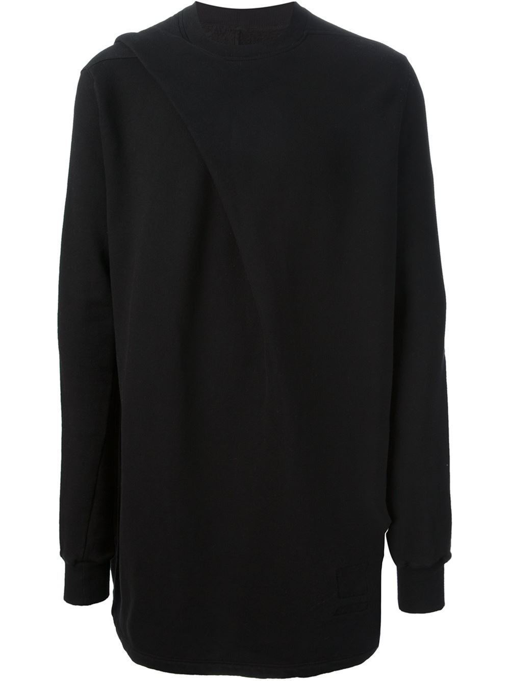 Rick Owens Drkshdw Asymmetric Drape Sweater in Black for Men - Lyst
