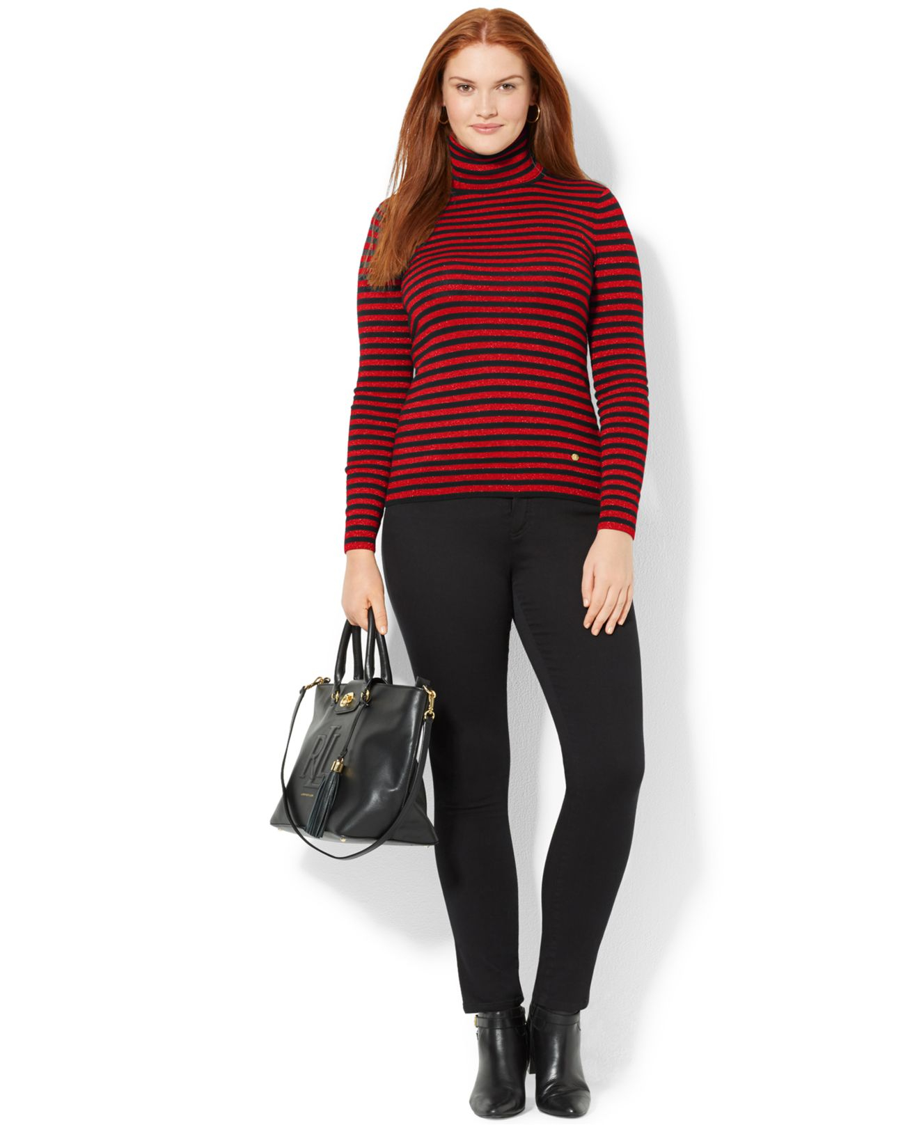 plus size striped turtleneck