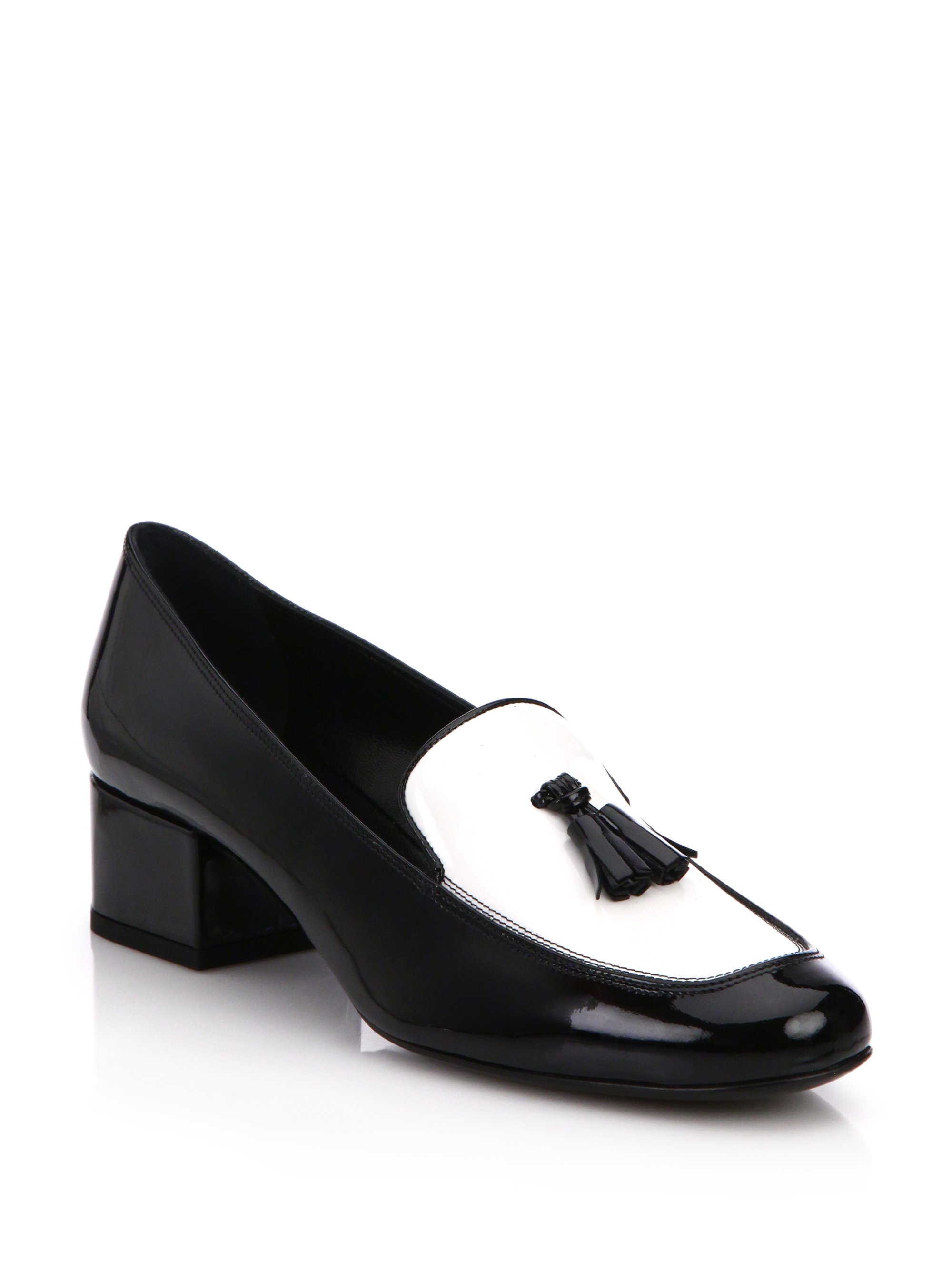 Saint Laurent Patent Tassel Loafers in Black-White (Black) - Lyst