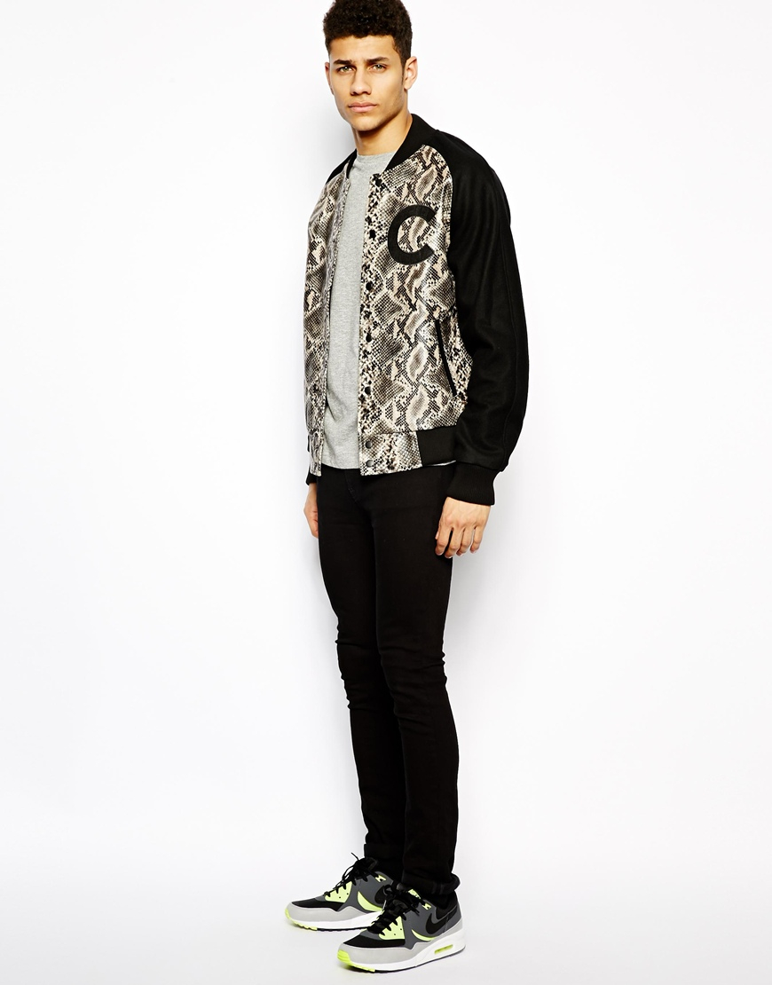 Criminal Damage Varsity Jacket With Snakeskin Body for Men | Lyst