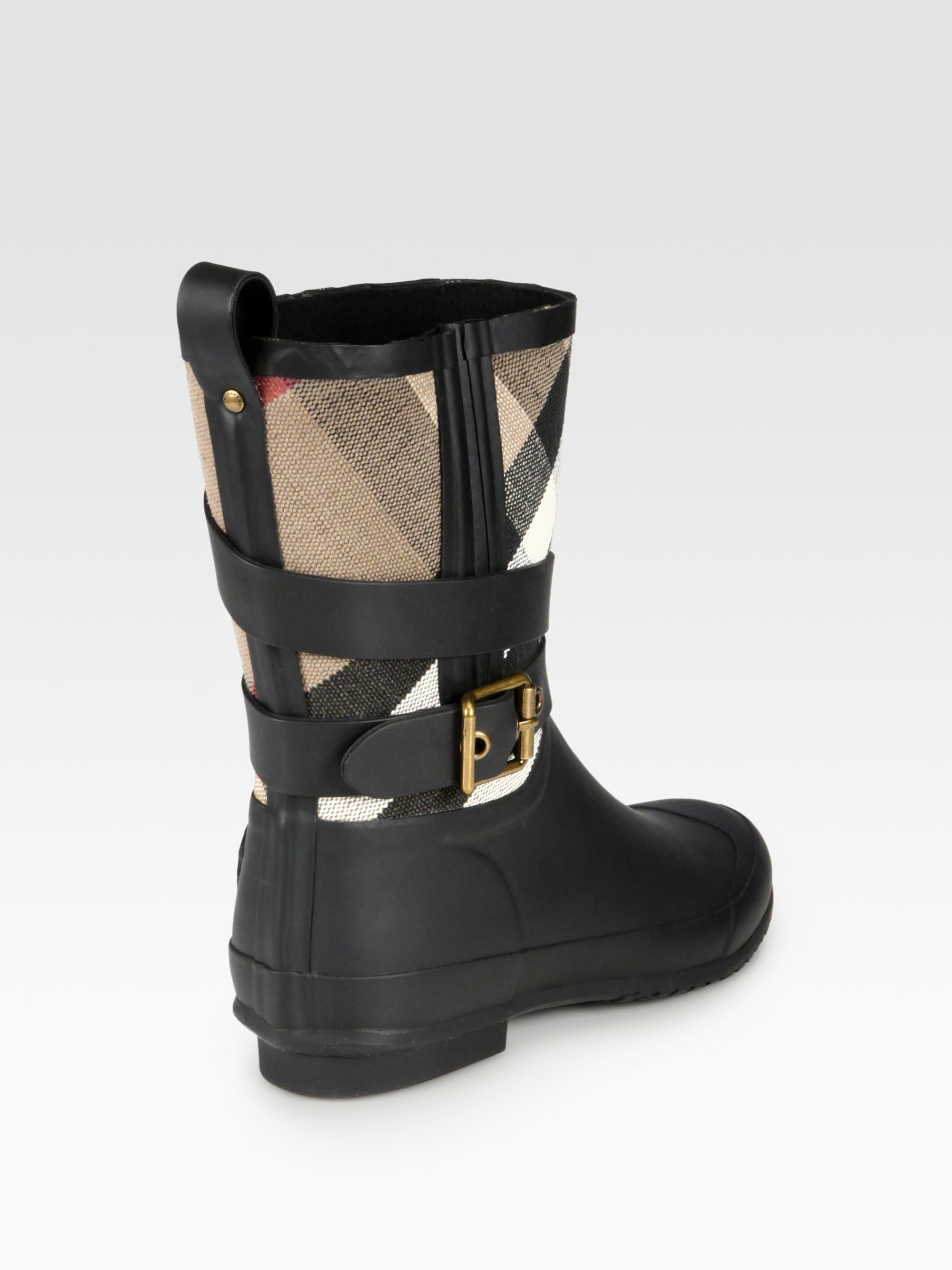 Burberry Holloway Canvas Rain Boots in Black | Lyst
