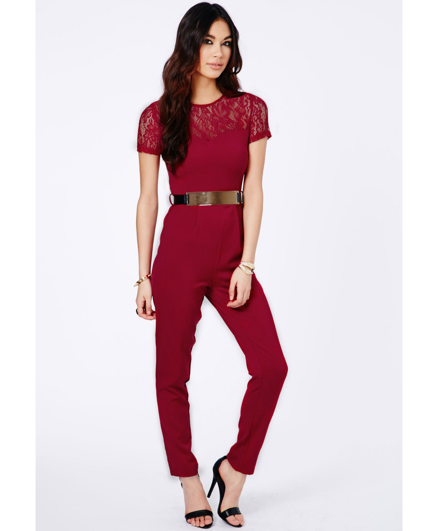 maroon lace jumpsuit