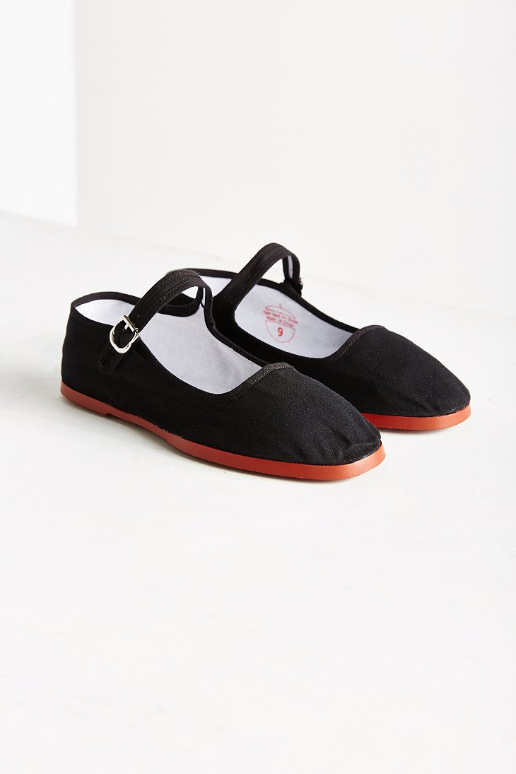 Urban outfitters Cotton Mary Jane Flat in Black | Lyst