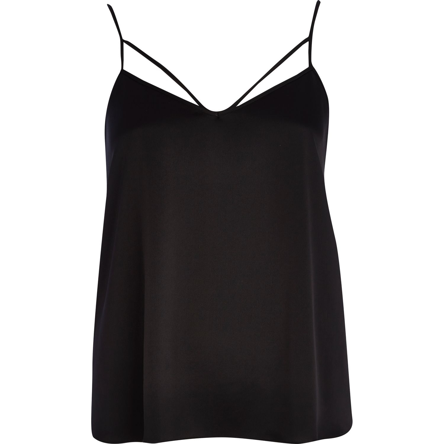 River Island Black Strappy Satin Cami Top - Lyst