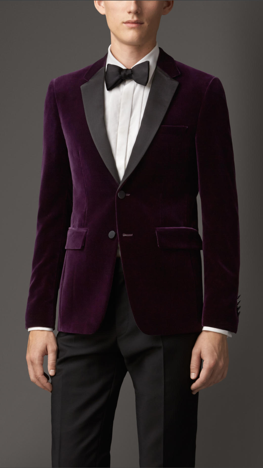 Burberry Slim Fit Velvet Jacket in Purple for Men | Lyst