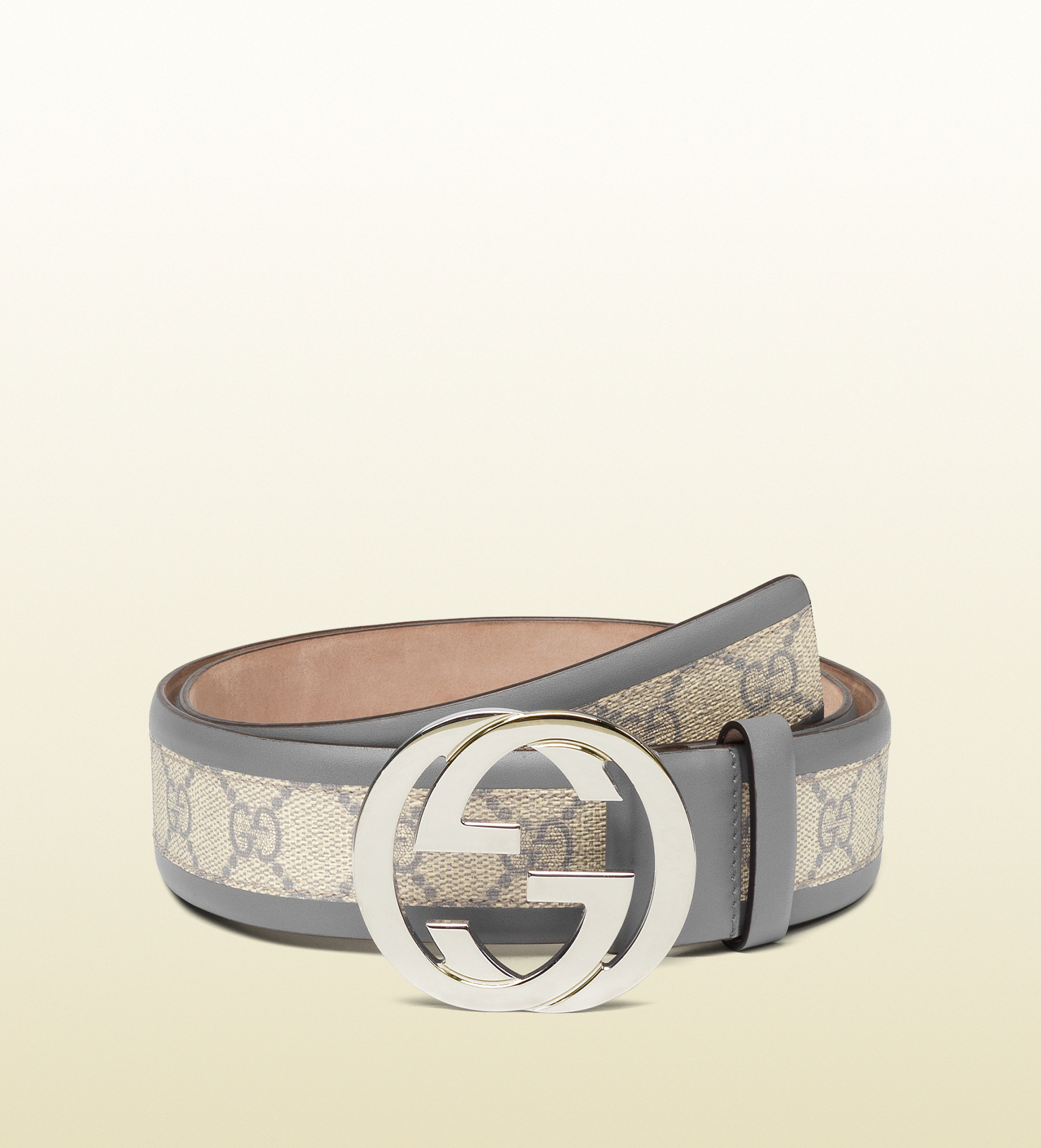 Gucci Belt With Interlocking G Buckle in Gray for Men | Lyst