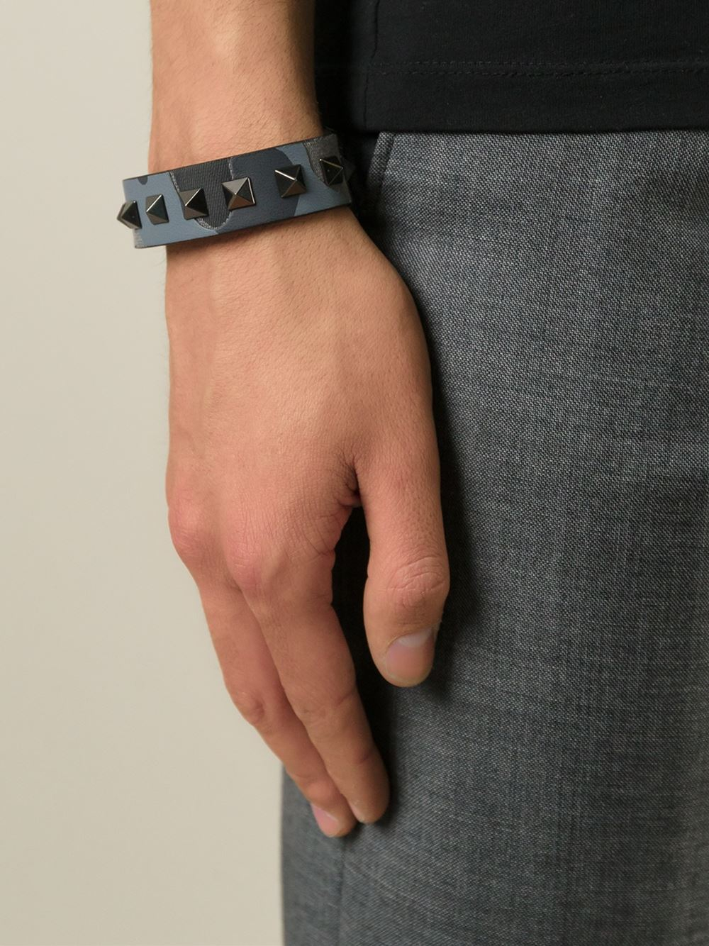 Valentino 'Rockstud' Bracelet in Black for Men Lyst