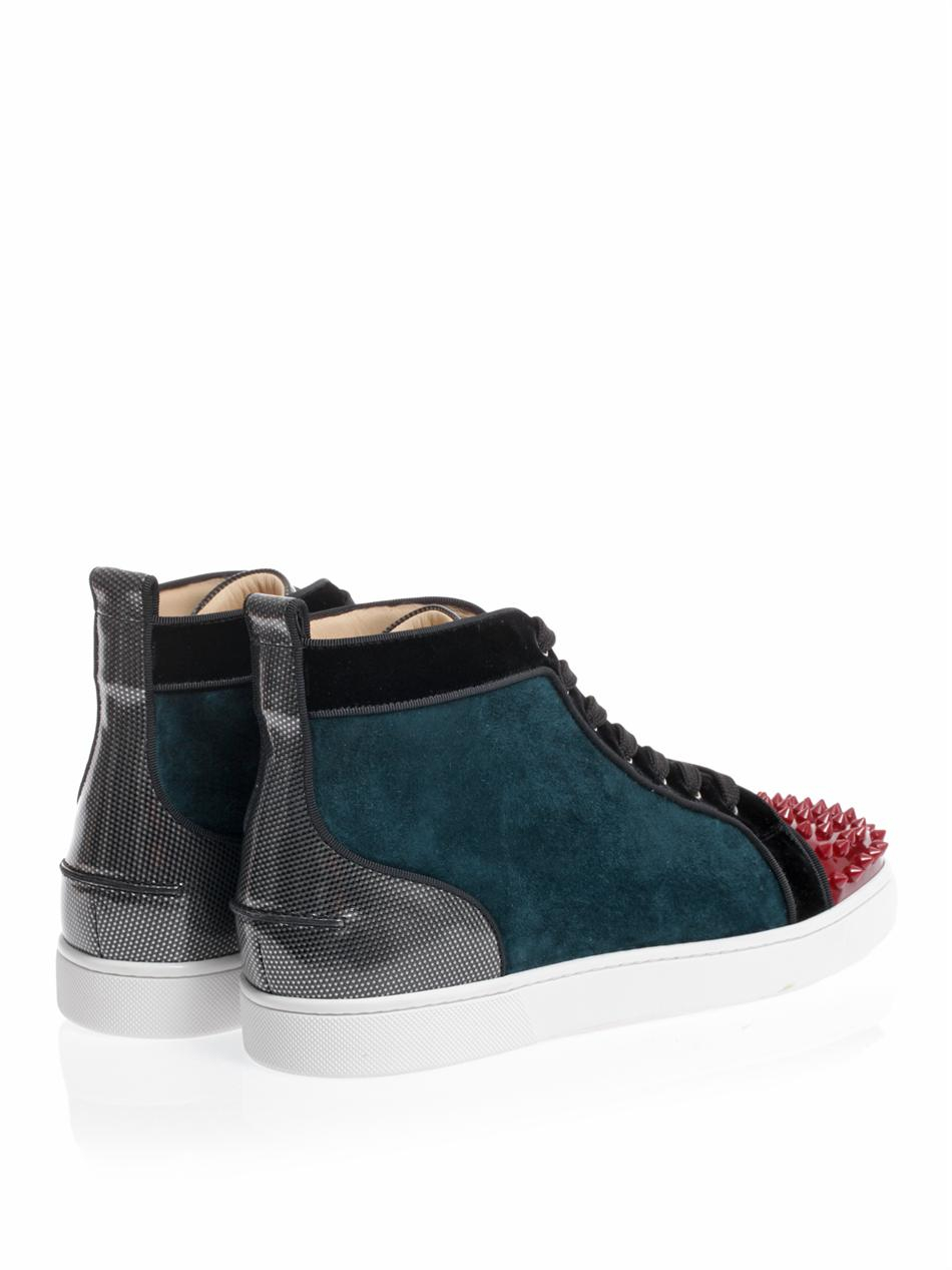 Christian Louboutin Louis Studded High Top Trainers in Blue for Men - Lyst
