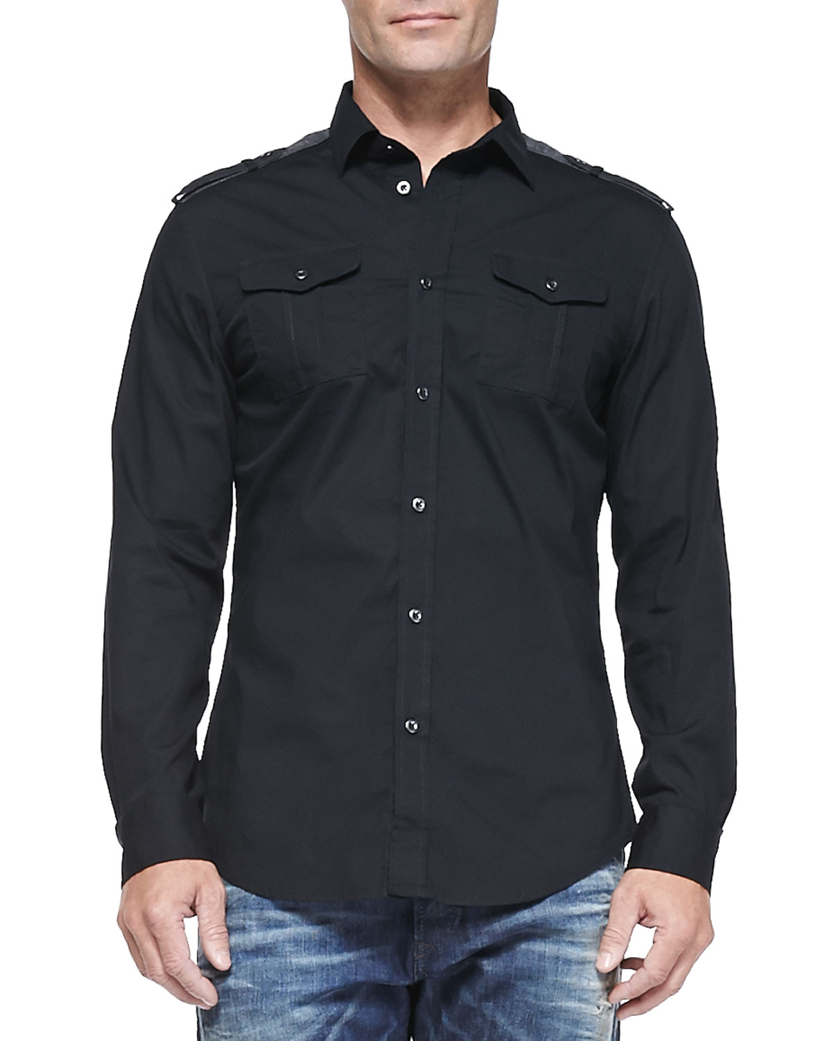 cheap black button down shirt