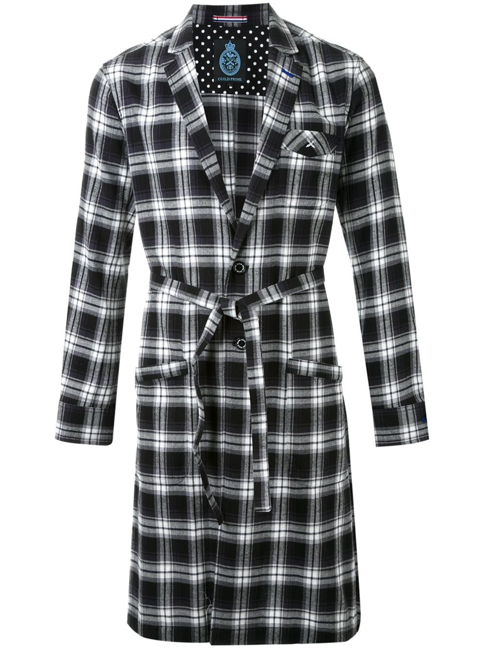 Guild Prime Flannel Plaid Belted Coat in Black for Men | Lyst