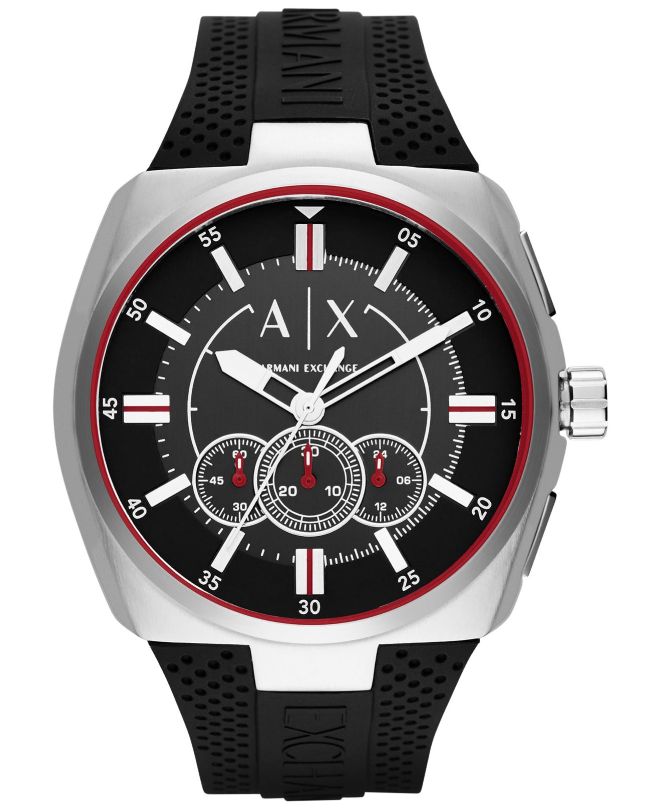 Armani exchange Ax Men's Chronograph Black Silicone Strap Watch 48mm Ax1804 in Black for Men