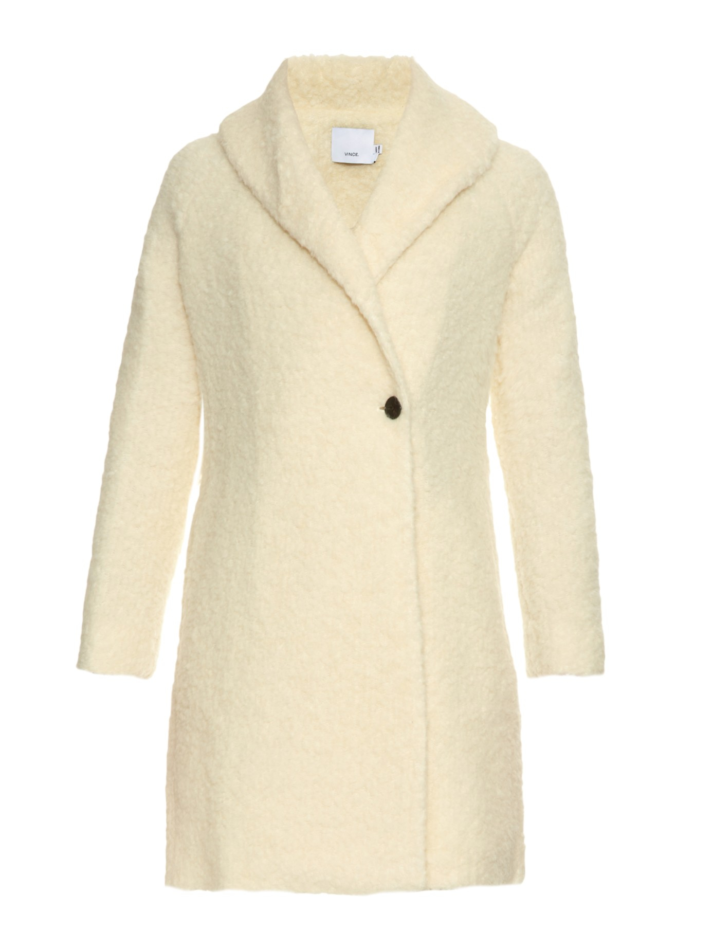 Vince Wool Textured Bouclé Coat in Ivory (White) - Lyst