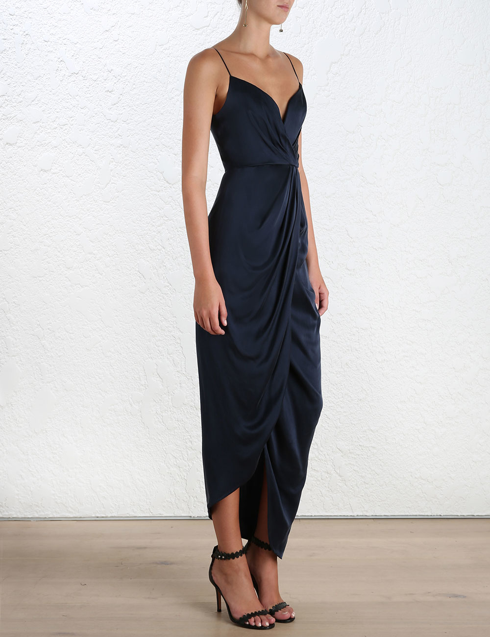zimmermann sueded silk plunge long dress