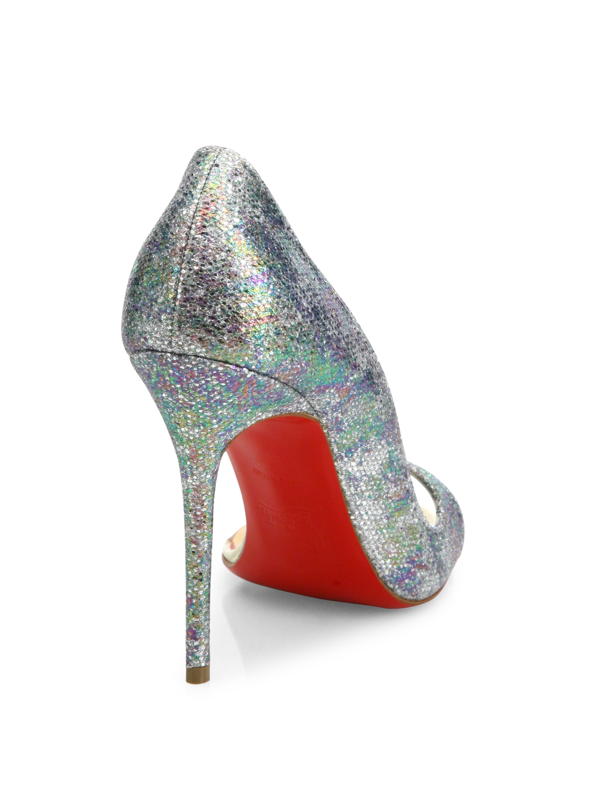 Christian louboutin Toboggan Glitter Half D\u0026#39;orsay Pumps in Red ...
