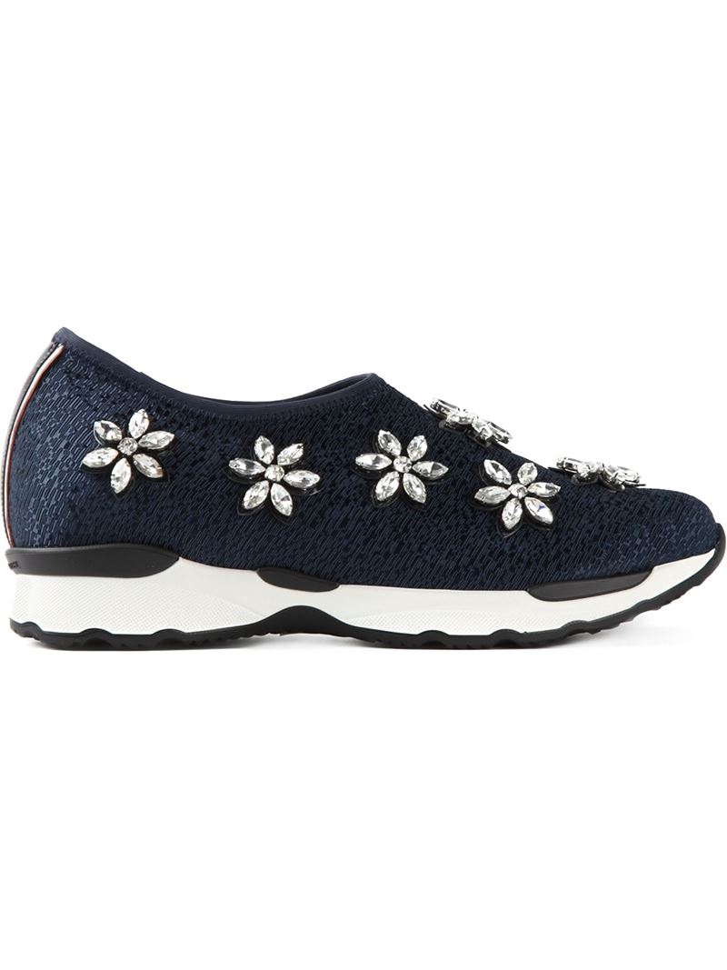 Lyst - Philippe Model Crystal-embellished Slip On Sneakers in Blue