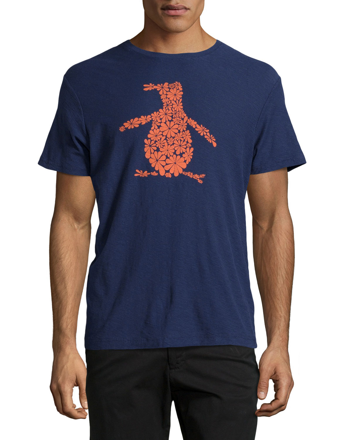 Original Penguin Flower-Print Logo Tee in Blue for Men - Lyst