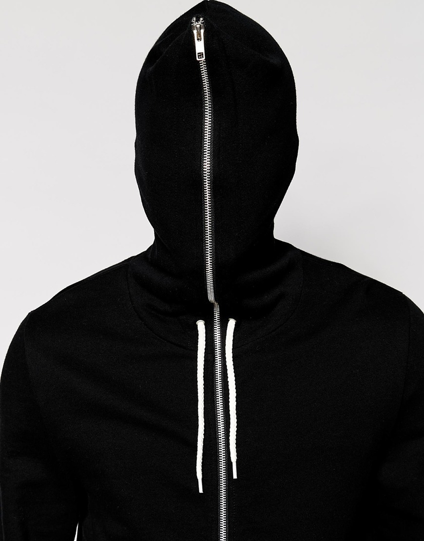 ASOS Longline Zip Up Hoodie With Zip Hood in Black for Men | Lyst