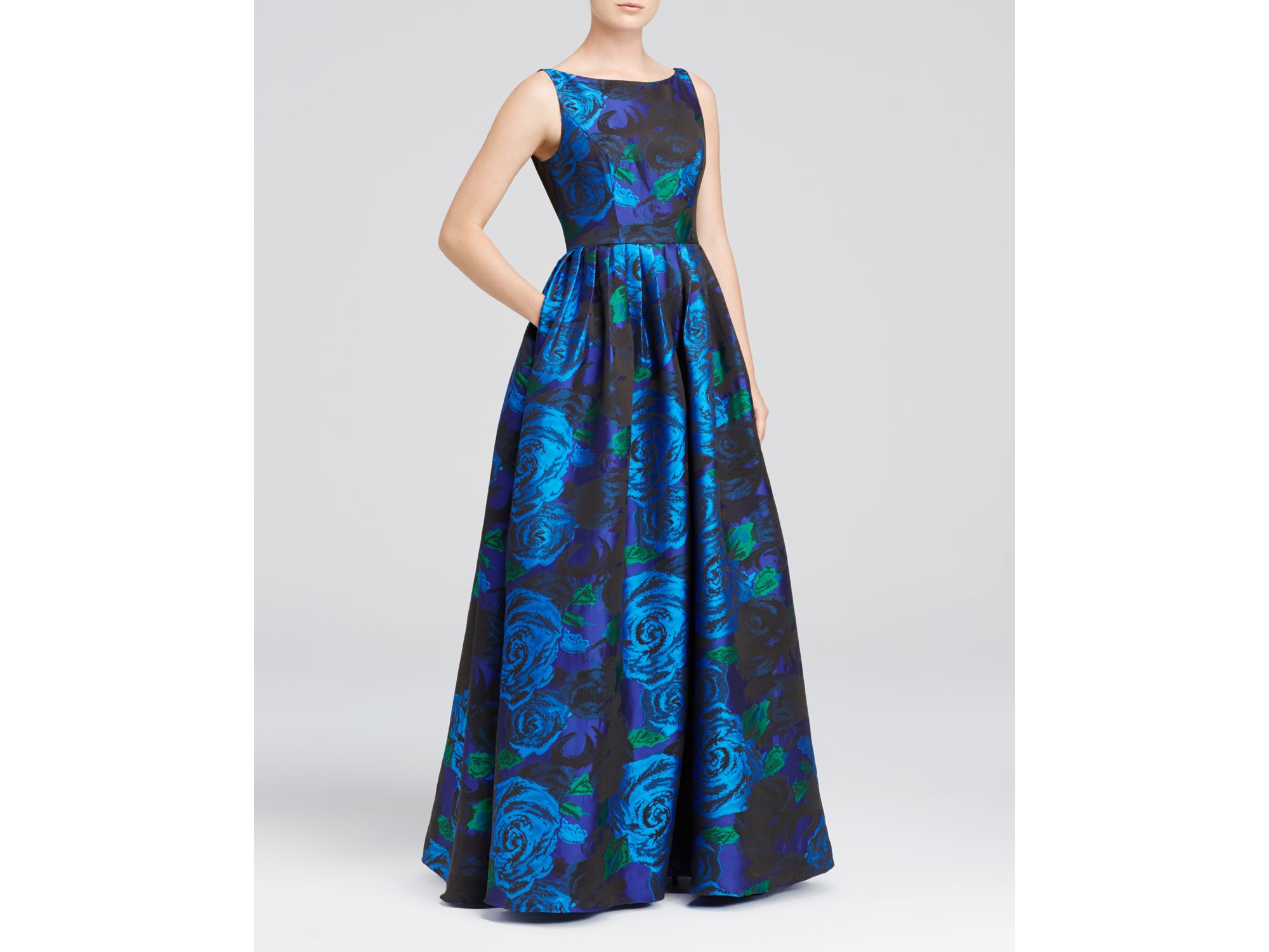Adrianna Papell Petites Sleeveless Floral Ball Gown in Blue/Green (Blue) -  Lyst
