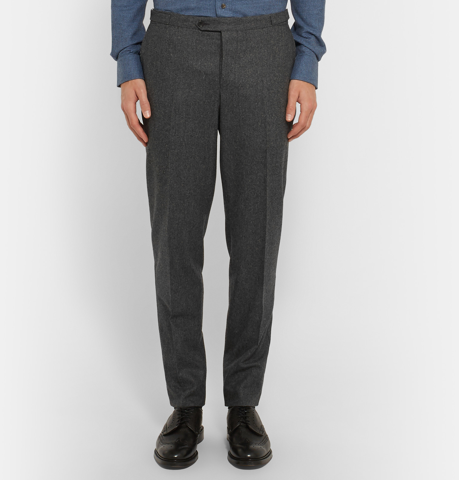 Thom Sweeney Grey Slim-fit Wool-flannel Trousers in Grey for Men - Lyst