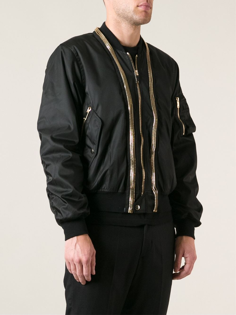 Alexander McQueen Zip Trim Bomber Jacket in Black for Men | Lyst