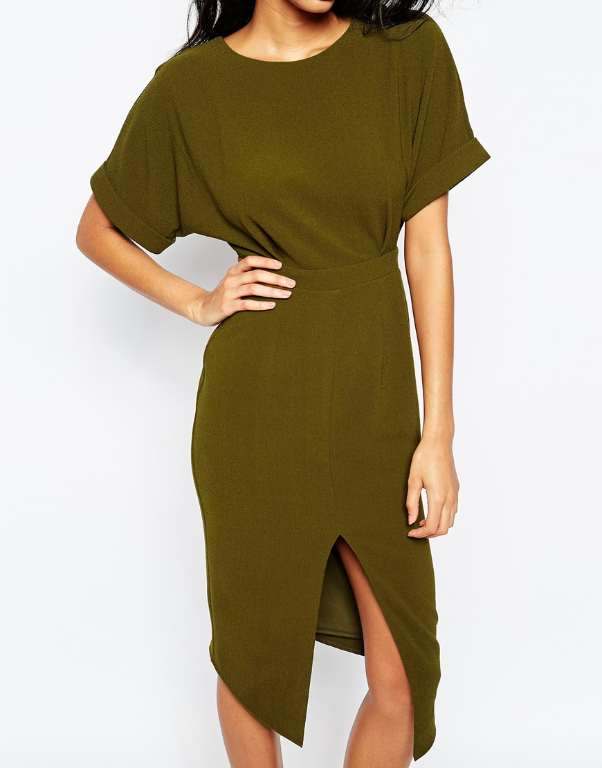 asos olive green dress