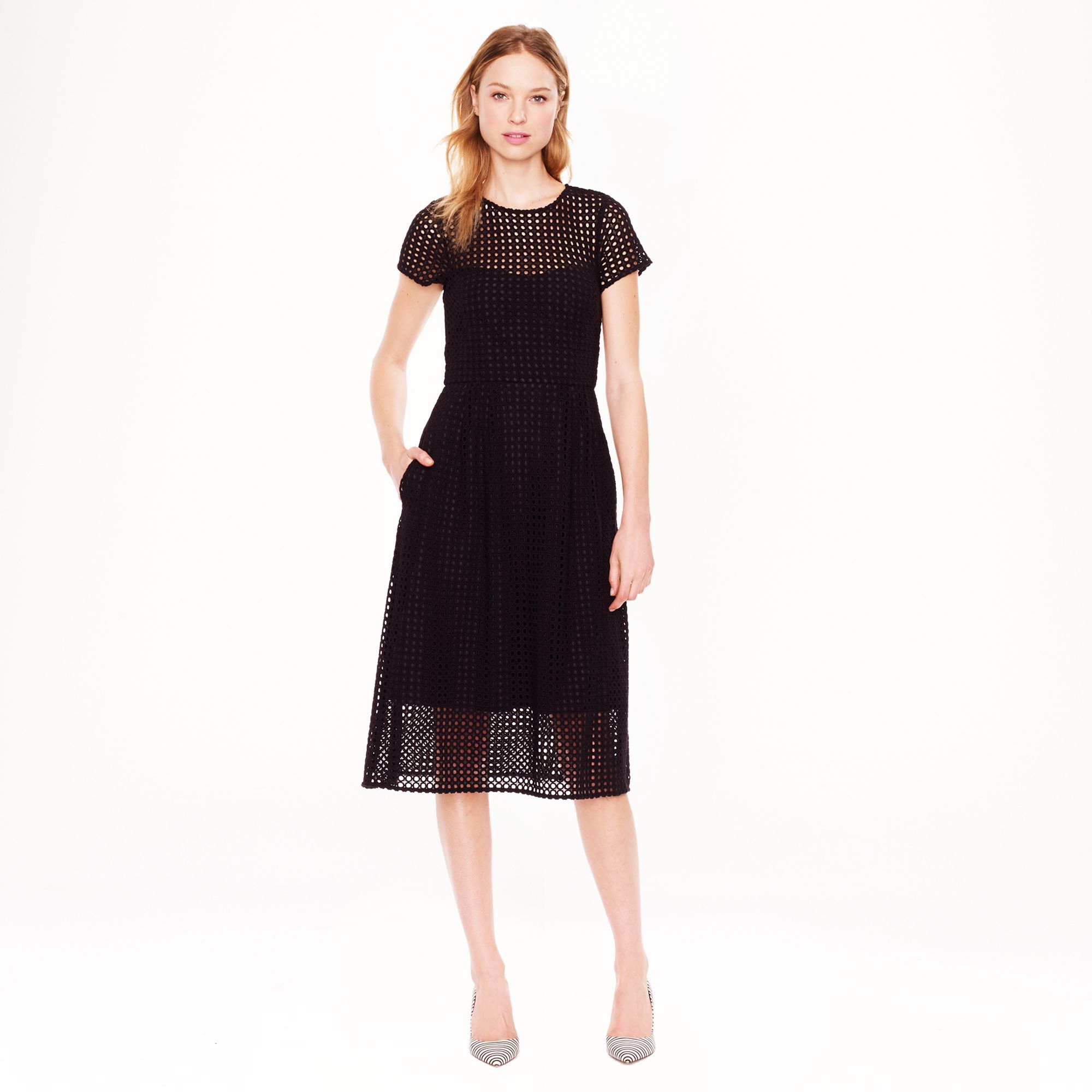 j crew black eyelet dress